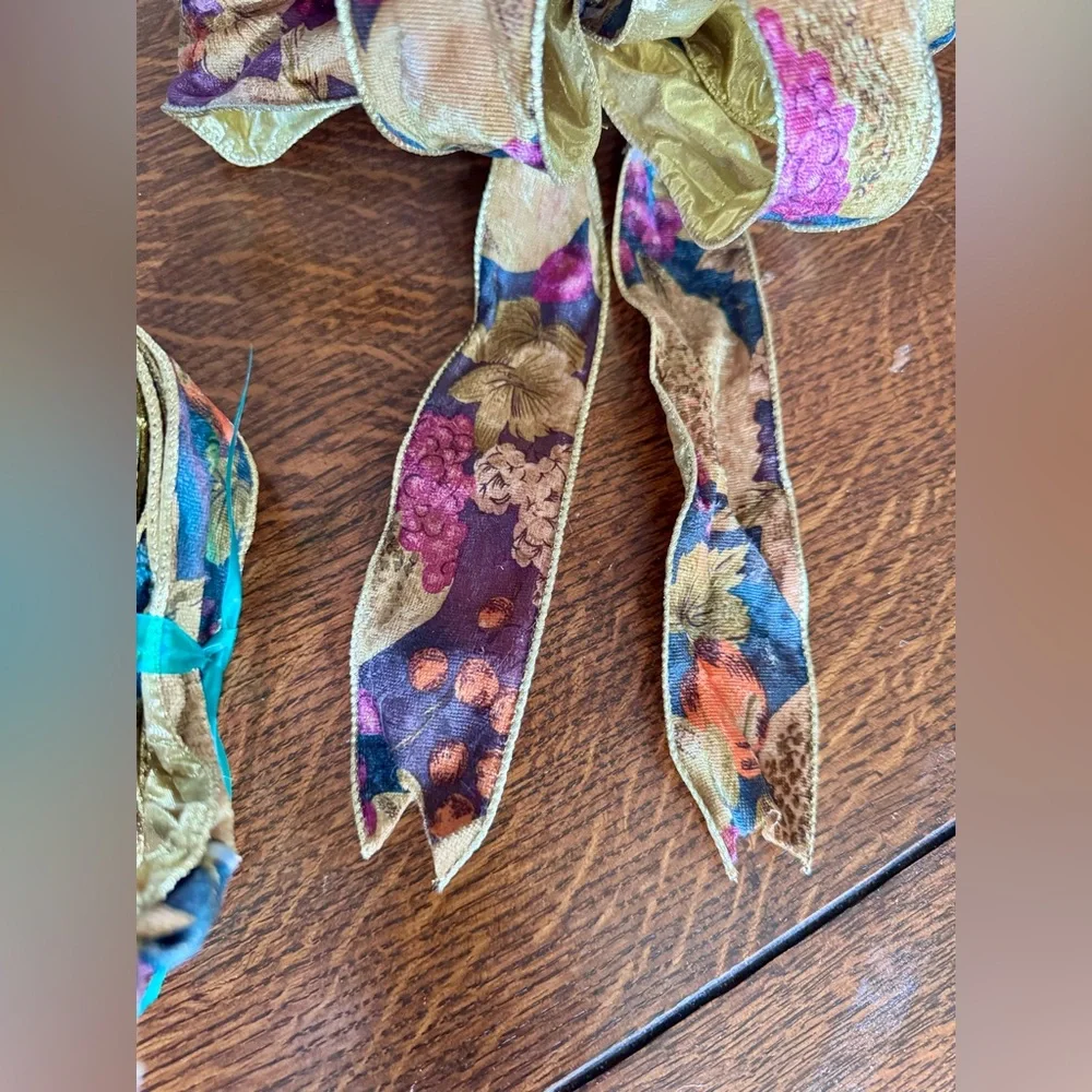 CUSTOM Gold Plum Floral Wired Bow Ribbon Set Floral Arrangement Gift Bows Wreath